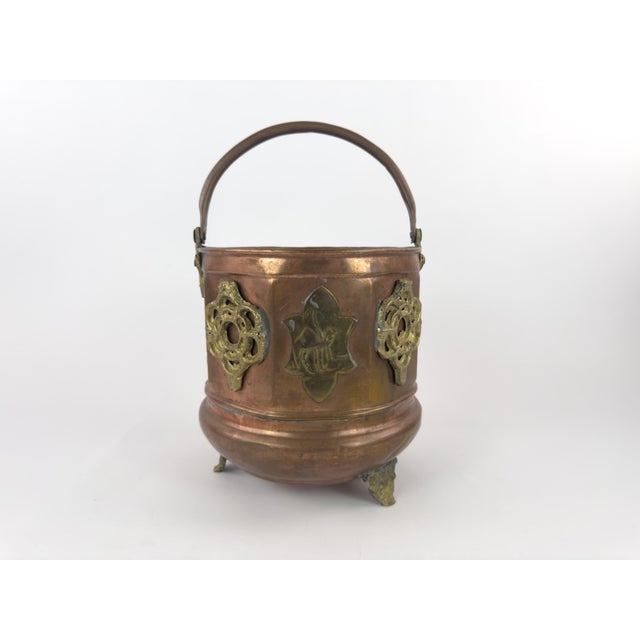 Early 20th Century Antique French-Style Copper and Brass Jardiniere Planter With Gothic Mounts, C. 1900 For Sale - Image 5 of 18