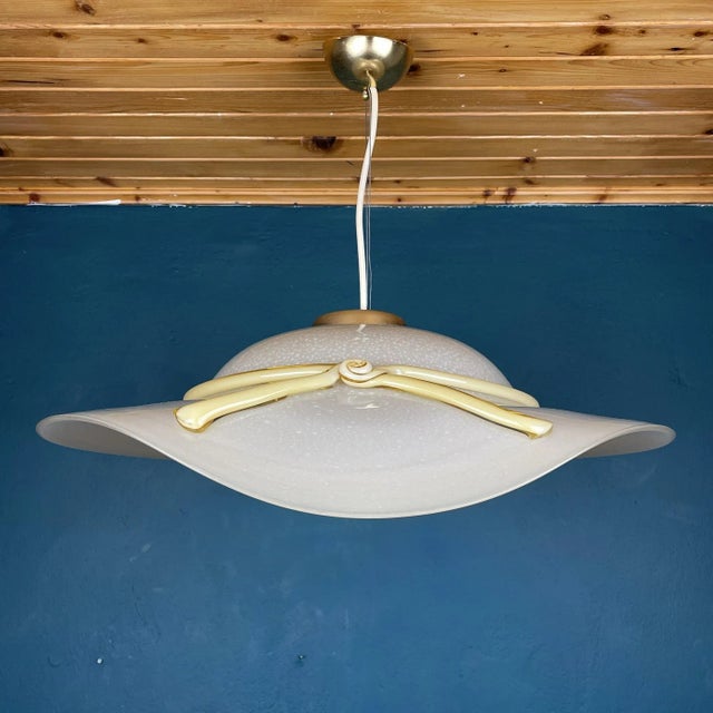 Murano Pendant Lamp in Shape of Wide Brim Hat, Italy, 1970s For Sale - Image 11 of 17