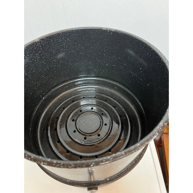 Vintage Black Graniteware Lobster /Clam Steamer - 3 Piece For Sale - Image 4 of 4