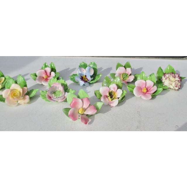 Bone China Flowers by Royal Adderley England. Wonderful group of little flowers to hold name cards at the dinner table. A...