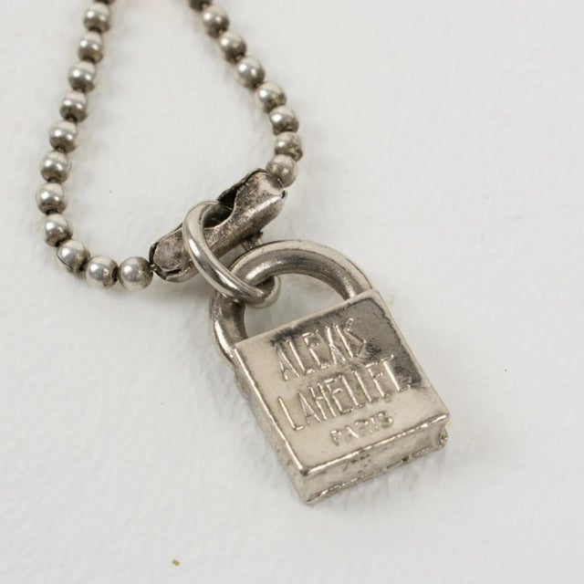 Alexis Lahellec Paris Extra Long Silvered Metal Necklace With Blue Ceramic Beads For Sale - Image 9 of 12