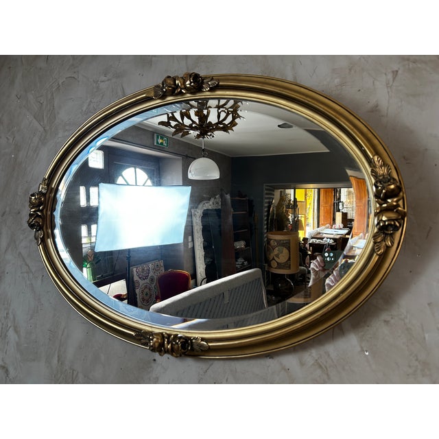 Gold Gilded Wooden Mirror, 1950s For Sale - Image 8 of 10