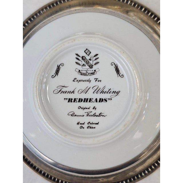 1950s Frank Whiting Sterling Silver and Porcelain Game Bird Coasters by Dennis Puleston - Set of Six For Sale - Image 10 of 14