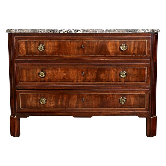 Brown French 19th Century Mahogany Marble-top Commode For Sale - Image 8 of 16