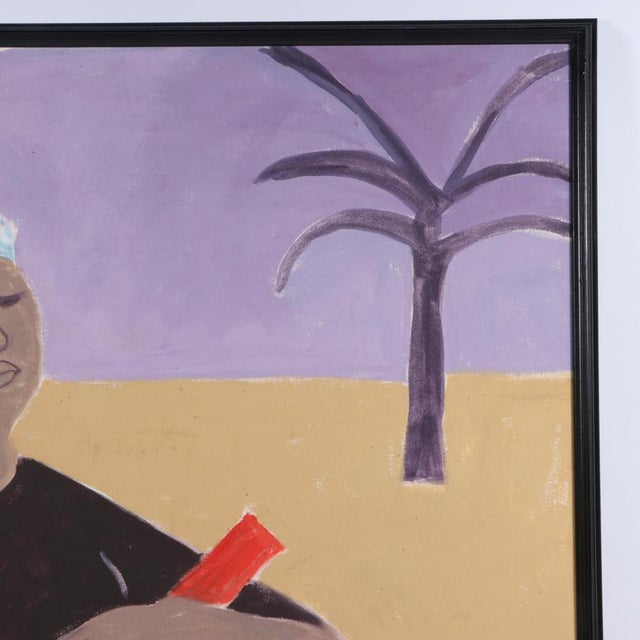 Mid 20th Century Mae Engron (Indiana, 1933-2007) Large Oil on Canvas of Figure With Musical Instrument For Sale - Image 5 of 7