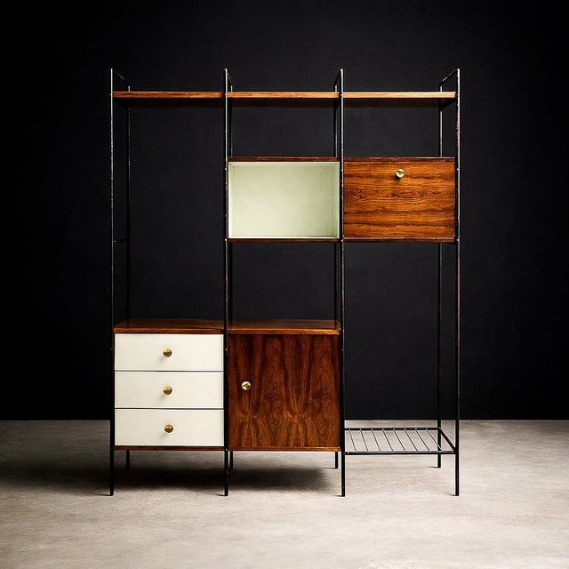 Wood “Mf 710” Modular Bookshelf in Rosewood & Metal, Geraldo De Barros for Unilabor, Brazil, C. 1955 For Sale - Image 7 of 14