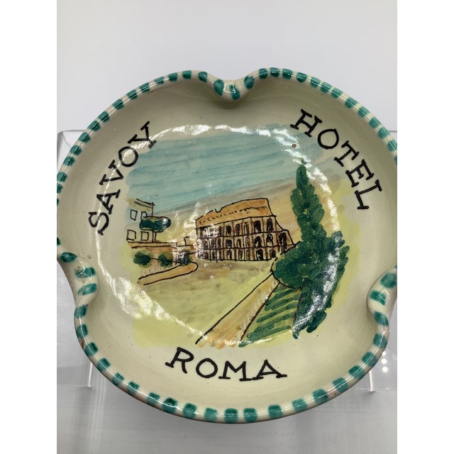 1960s Vintage Savoy Hotel Rome Ashtray Catchall Painted Orvieto Italy Rare For Sale - Image 5 of 6