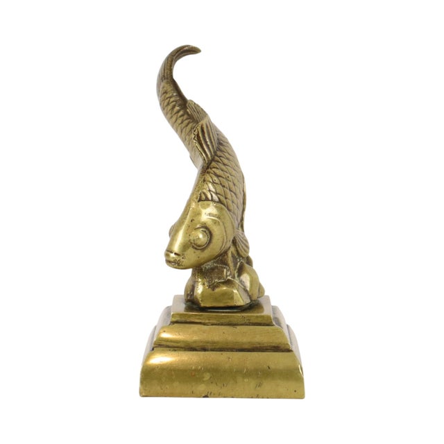 1960s Vintage Heavy Bronze Koi Carp Statue, 1950s For Sale - Image 5 of 11