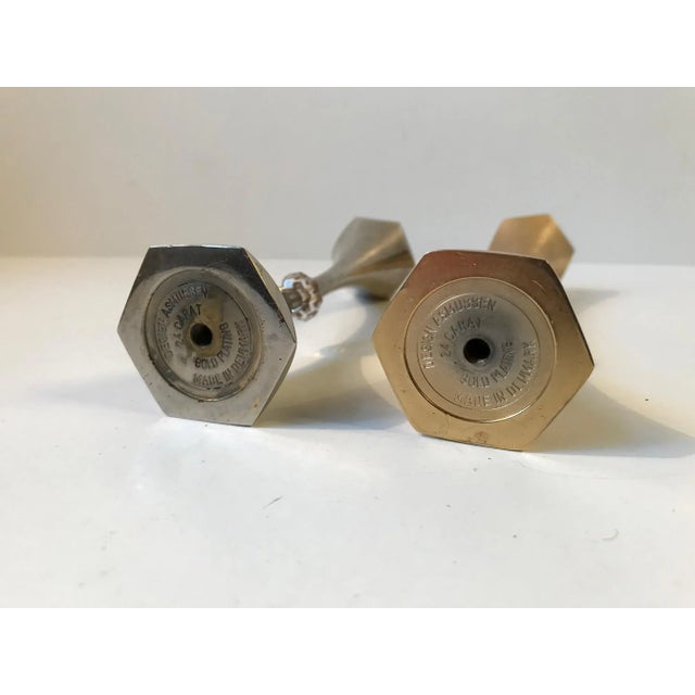 1960s Mid-Century Gold Plated Candleholders by Hugo Asmussen, 1960s, Set of 2 For Sale - Image 5 of 8