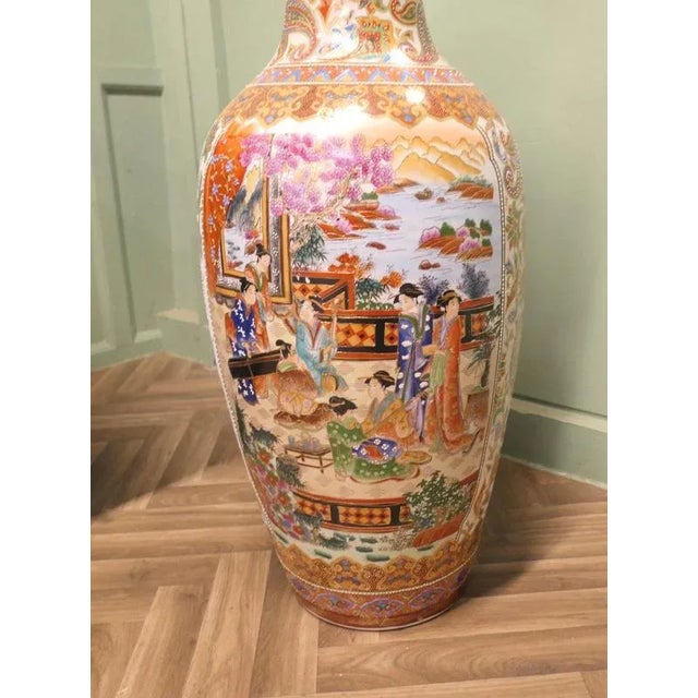 Tall Ceramic Satsuma Vase, 1990s For Sale - Image 6 of 8