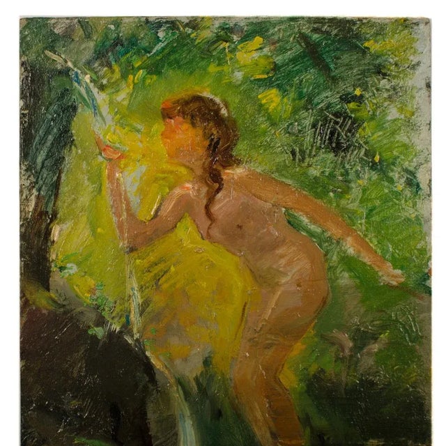 French Early 20th Century "Natures Fountain" Expressionist Figurative Oil Painting by Jean Chaleye For Sale - Image 3 of 8
