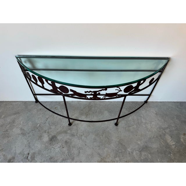 Metal 1980's Rosemary Pozzi Franzetti Taos - Style Hand Cut Oxidized Steel Demilune Console Table For Sale - Image 7 of 12