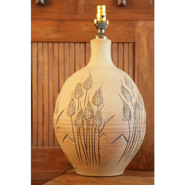 Wishon-Harrell 1970 'Wishon-Harrell' California Studio Pottery Earthenware Table Lamp, Vintage Mid-Century Stoneware For Sale - Image 4 of 17