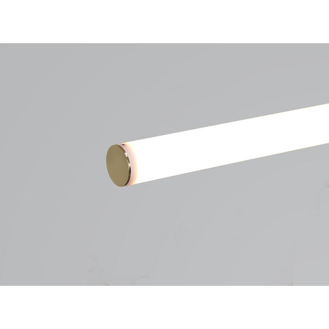 Gold Linear Light LO015 Pendant Light in Satin Brass by Naama Hofman For Sale - Image 8 of 15