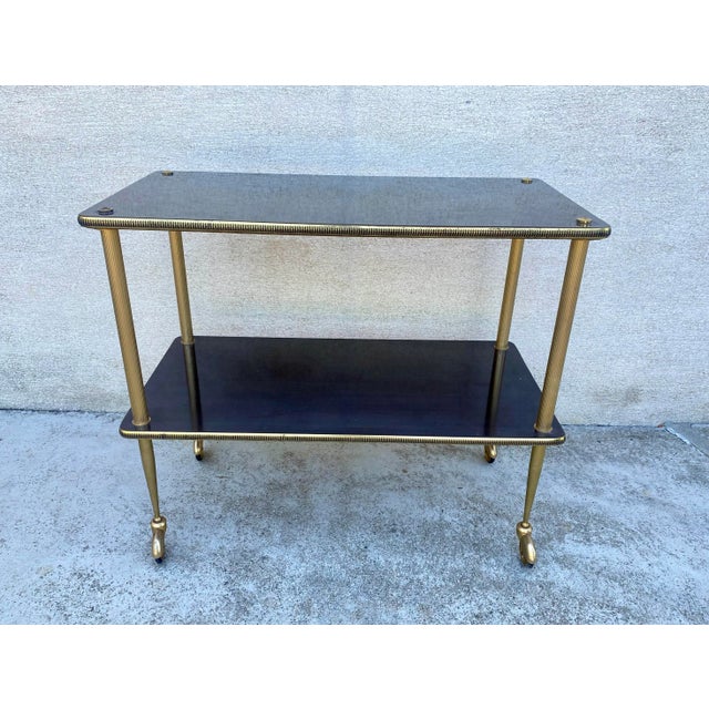 Vintage Brass Side Table on Wheels, 1950s For Sale - Image 6 of 6