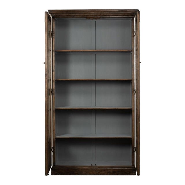 Traditional Traditional Pine Bookcase - Arched Glass Doors For Sale - Image 3 of 10