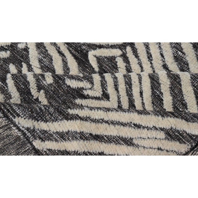 Dark Gray Small Area Rug With Contemporary Stripes Pattern on Dark Gray Background For Sale - Image 8 of 10