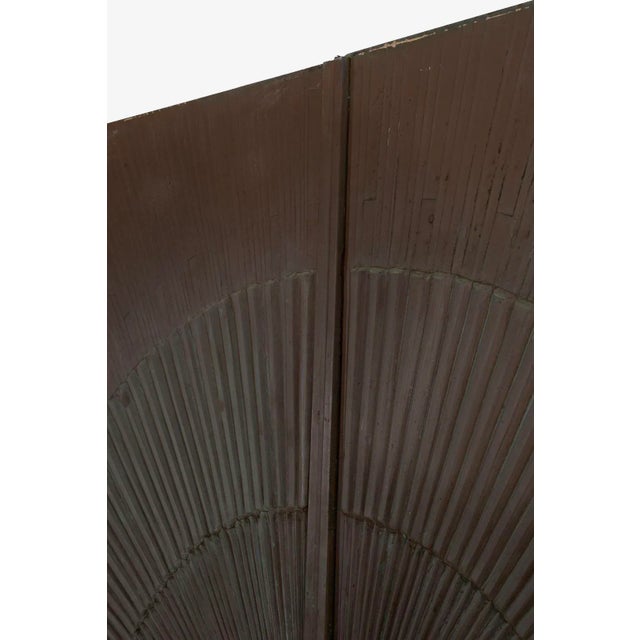 Billy Joe McCarroll and David Gillespie Bronze Brutalist Heroic Sunburst Doors 1970's Forms and Surfaces, Inc. These...