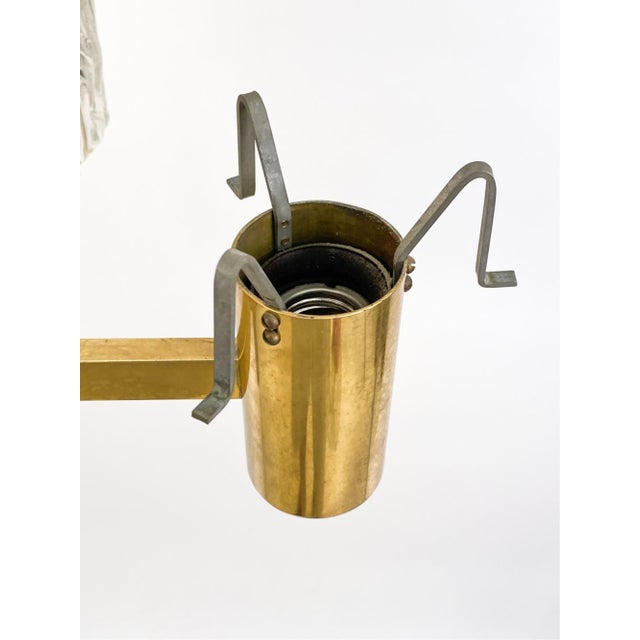 Brass 1950's Swedish Pendant Light and Two Sconces by Carl Fagerlund for Orrefors- A Three Piece Set For Sale - Image 8 of 17