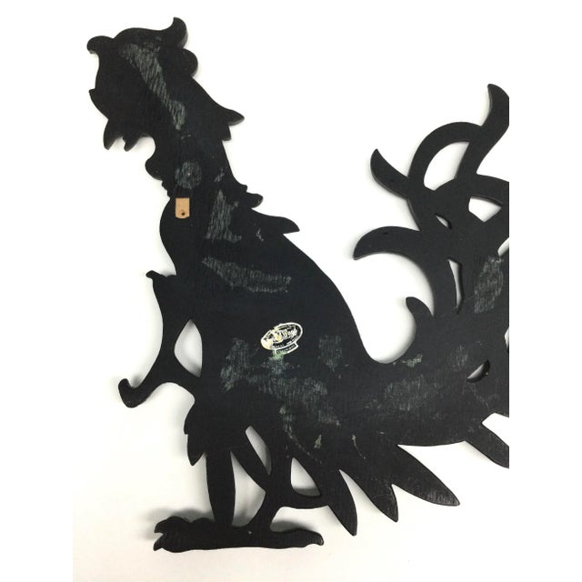 Plastic Vintage Syroco Hollywood Regency Black Fighting Rooster or Crazy Chicken Rooster Art Wall Hanging For Sale - Image 7 of 9