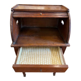 Mid 19th Century French Roll-Top Hall Desk With Brass Feet For Sale