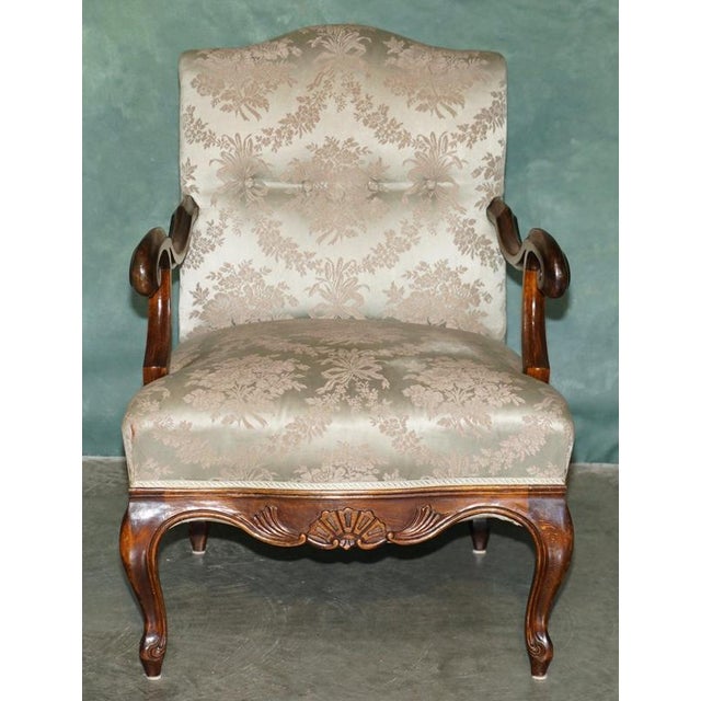 Antique French Walnut Armchairs with Silk Damask, 1880s, Set of 2 For Sale - Image 12 of 18