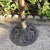 French Provincial Vintage Bird Bath Aluminum With Iron Filigree Base and Perching Bird Sculpture For Sale - Image 3 of 12