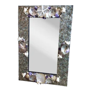 Silver and Sophisticated SeaShells on a Mosaic Inlay Frame