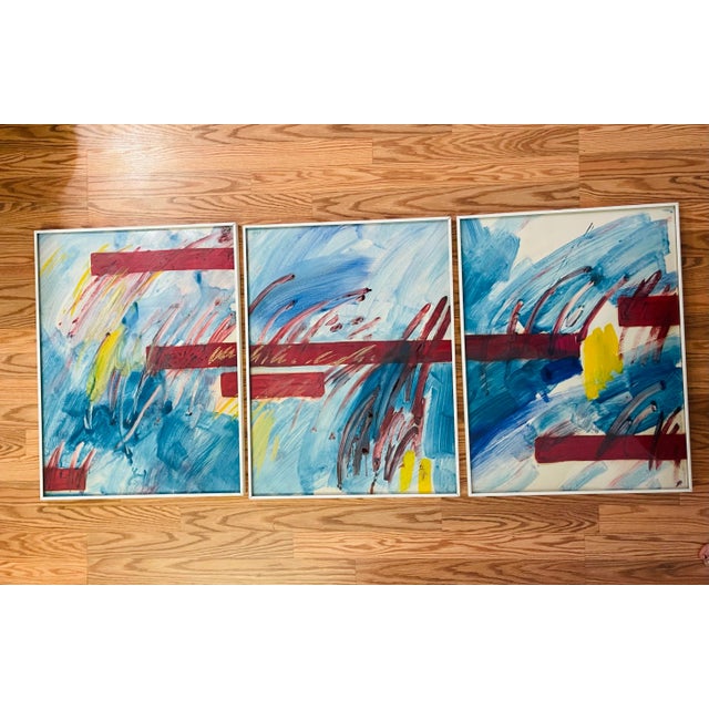 1990s Postmodern Abstract Triptych, Framed For Sale - Image 5 of 5