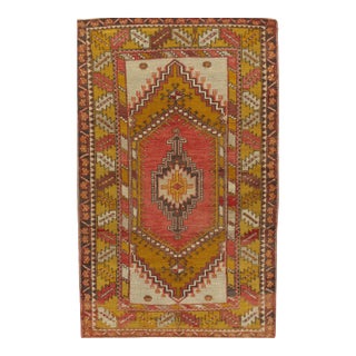 Vintage Turkish Oushak Area Rug - 3'11" X 6'4" For Sale