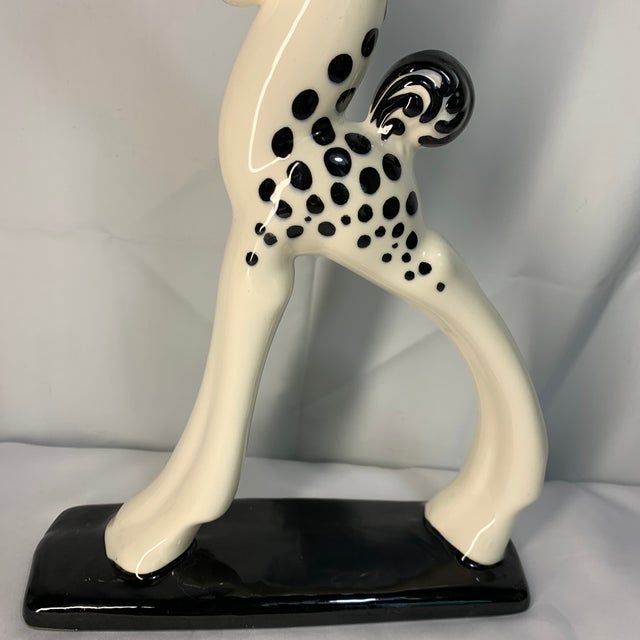 Royal Haeger Vintage Mid-Century Modern Black-and-White Spotted Deer/Doe Ceramic Figurine Attributed to Royal Haeger For Sale - Image 4 of 8