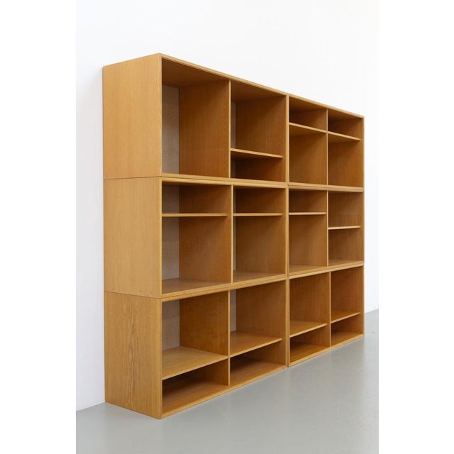 Mid-Century Modern Danish Modern Modular Oak and Hessian Bookcase from HG, 1970s, Set of 6 For Sale - Image 3 of 18