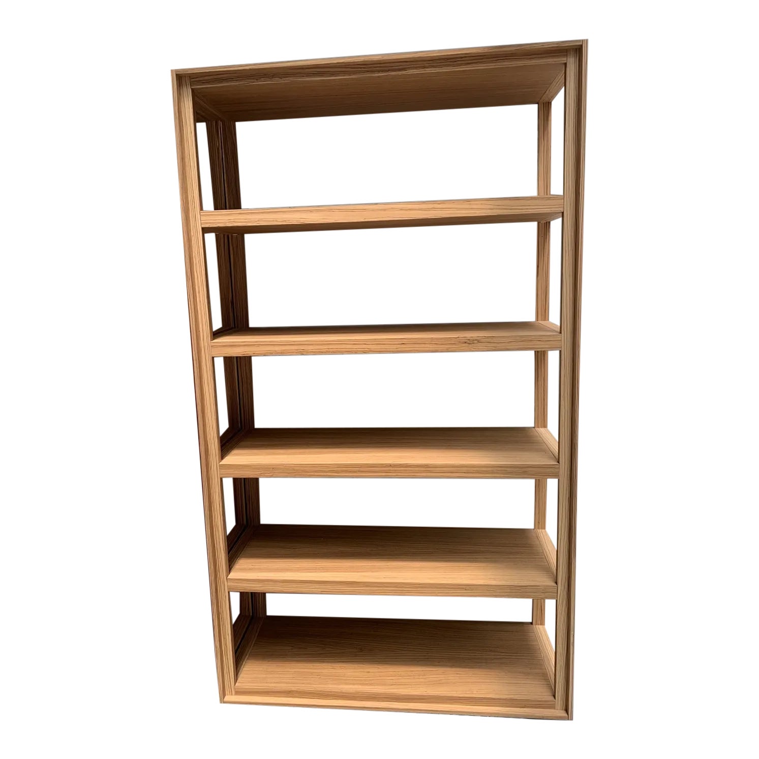 Hand Stained White Washed Zebra Wood Cecchini Bookshelf | Chairish