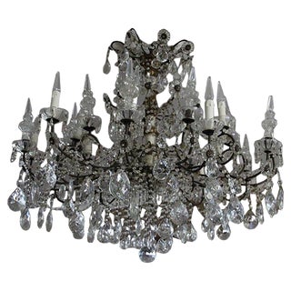 19th Century Italian Neoclassical Giltwood and Crystal Chandelier For Sale
