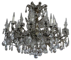 19th Century Italian Neoclassical Giltwood and Crystal Chandelier