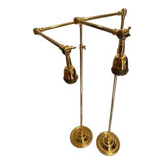 Galerie Des Lampes Pair of Brass Adjustable French Floor Lamps For Sale