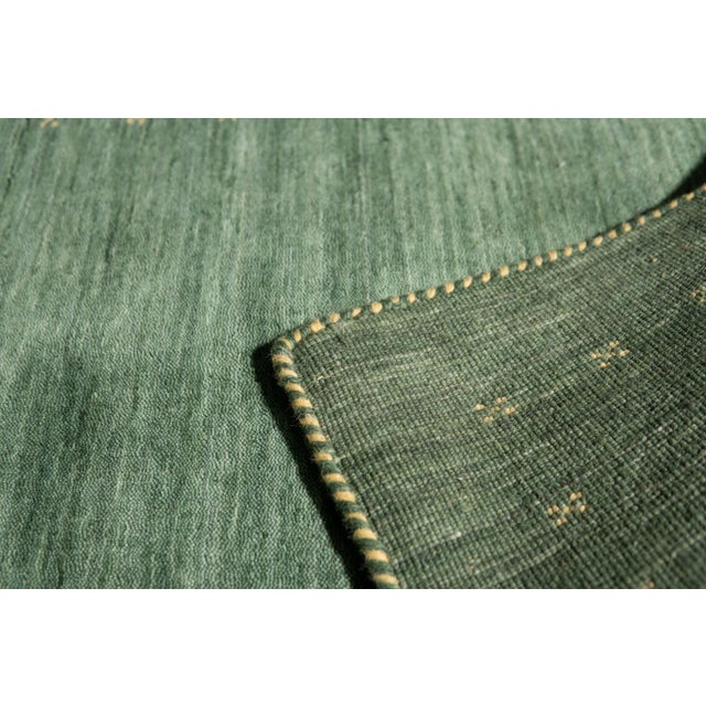 4x6 Sloane Ava Green Solid Geometric Modern Hand Knotted Wool Carpet Rug For Sale In New York - Image 6 of 6