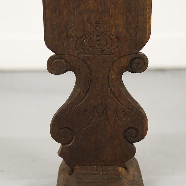 Special antique flail from 1839, used in the traditional processing of flax. This original farm tool is made of solid oak...