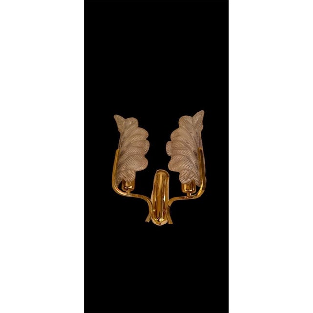 Carl Fagerlund by Orrifors pair wall lighting, glass of murano in frosted glass design. Very rare model of glass with a...