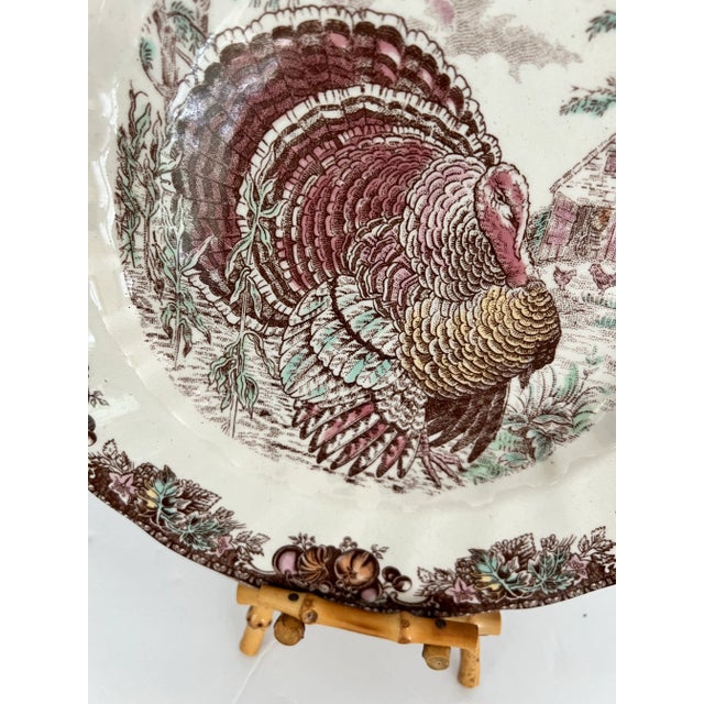 Mid 20th Century Vintage Turkey Thanksgiving Plate Autumn Monarch Johnson Bros For Sale - Image 5 of 7