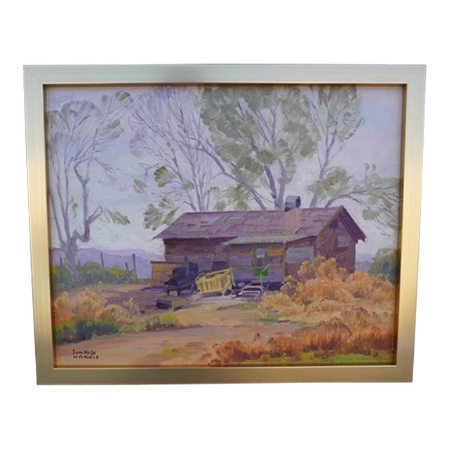 Sam Hyde Harris- California Cabin - Oil on Board C 1930s, Framed For Sale