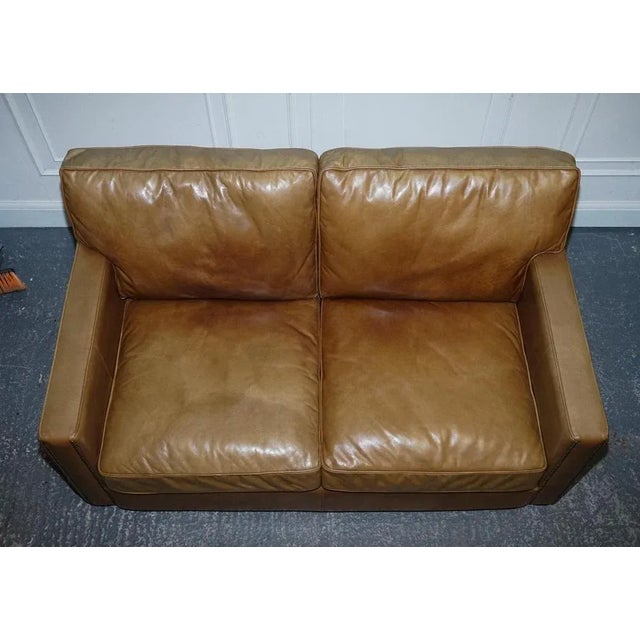 Halo Two Seater Viscount Tan Leather Sofa by Timothy Oulton For Sale - Image 5 of 18