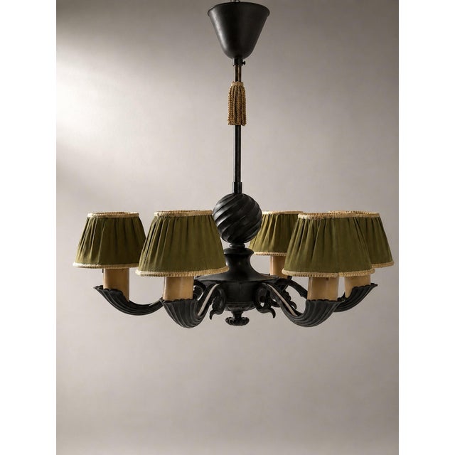 Model 10785 Chandelier in Patinated Metal by Harald Notini for Böhlmarks, Sweden, 1930s For Sale - Image 14 of 15