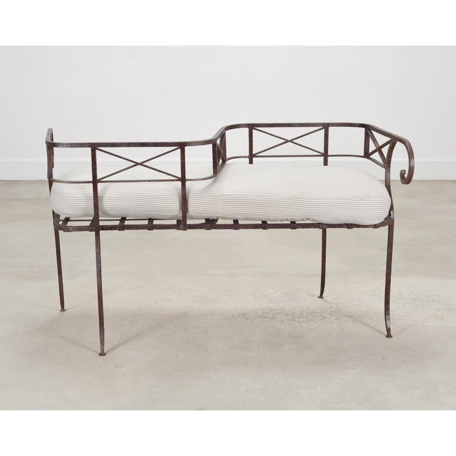 Metal 20th C. French Neoclassical Iron Tête-À-Tête Garden Bench For Sale - Image 7 of 18