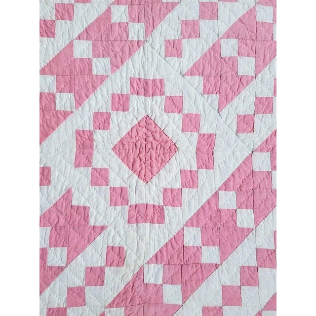Glass 20Thc Mini Pieced Pink & White Postage Stamp Doll Quilt For Sale - Image 7 of 7