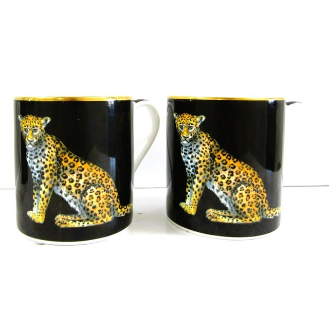 1980s Halcyon Days Magnificent Wildlife Two Tiger and Two Twin Leopard Mugs - Set of Four For Sale - Image 4 of 18