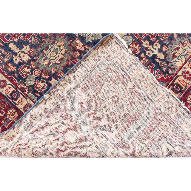 Textile Antique Persian Tabriz Botanic Red, Yellow Handmade Wool Rug For Sale - Image 7 of 12