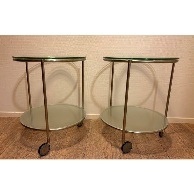 Glass Vintage Strind Two-Tiered Glass Trolleys by Ehlen Johansson for Ikea, 1980, Set of 2 For Sale - Image 7 of 7