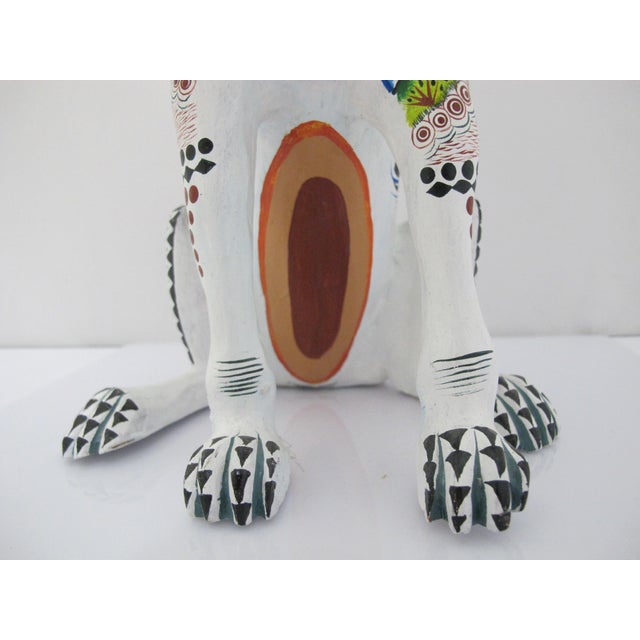 Alebrije Carved Wood Zapotec Bull Dog With Bone Oaxaca Mexico Folk Art Sculpture For Sale - Image 13 of 16