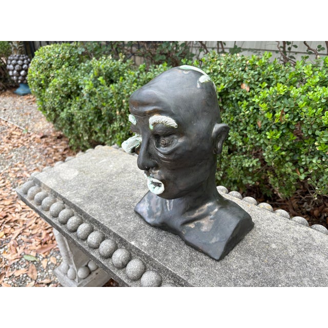 Surrealism Mid-Century Glazed Pottery Surrealist Bust Sculpture For Sale - Image 3 of 12
